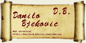 Danilo Bjeković vizit kartica